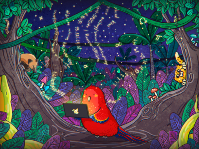 una guacamaya descargando correos