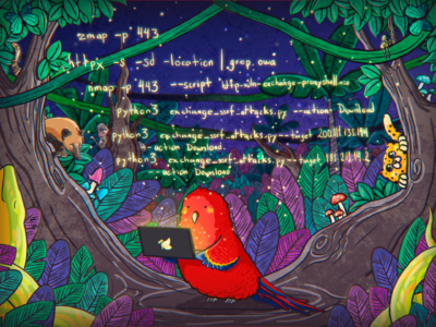 una guacamaya descargando correos